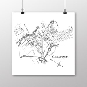 Chalfont Borough | Vintage Map | Your Hometown | Bucks County Pennsylvania | Custom Gift | Fine Art Paper Print | Giclee Map Print