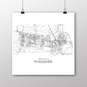 Quakertown, Pennsylvania | Vintage Map | Your Hometown | Bucks County Pennsylvania | Custom Gift | Fine Art Paper Print | Giclee Map Print