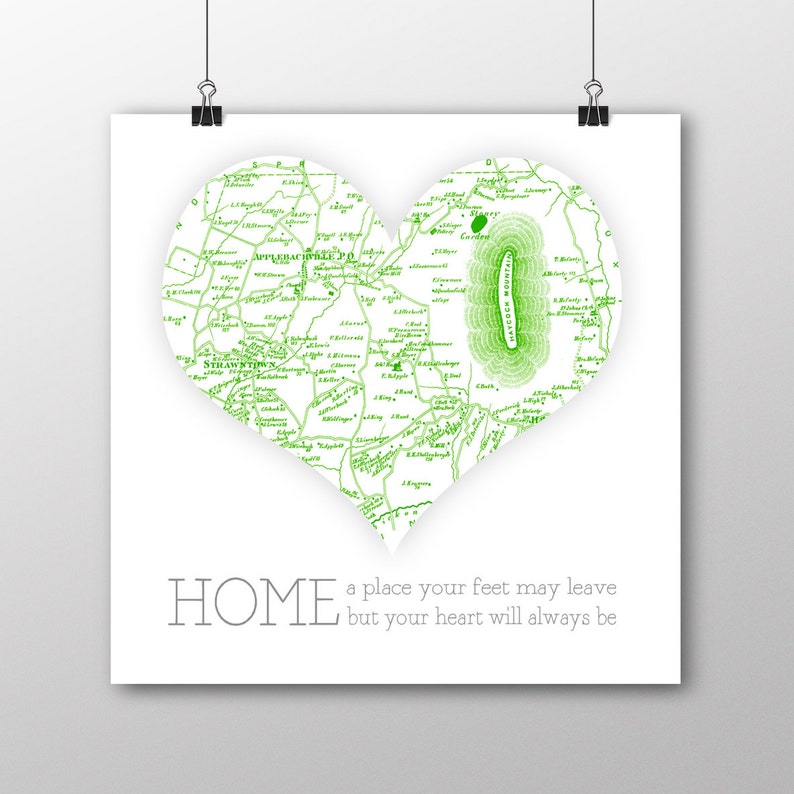 Fine Art Paper Print Custom Gift Haycock Vintage Map Giclee Map Print Your Hometown Bucks County Pennsylvania Pennsylvania
