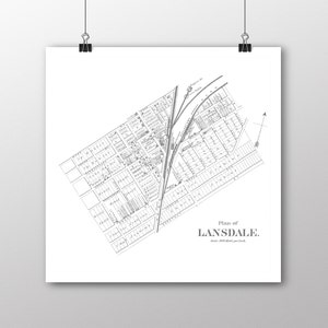 Lansdale (Pennsylvania) | Vintage kaart | Uw woonplaats | Montgomery Co Pennsylvania | Aangepaste Gift | Fine Art papier afdrukken | Kaart van Giclee Print