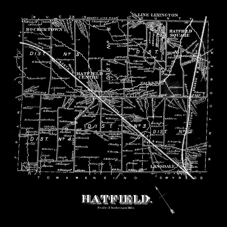 Hatfield Pennsylvania Vintage Map Your Hometown Etsy