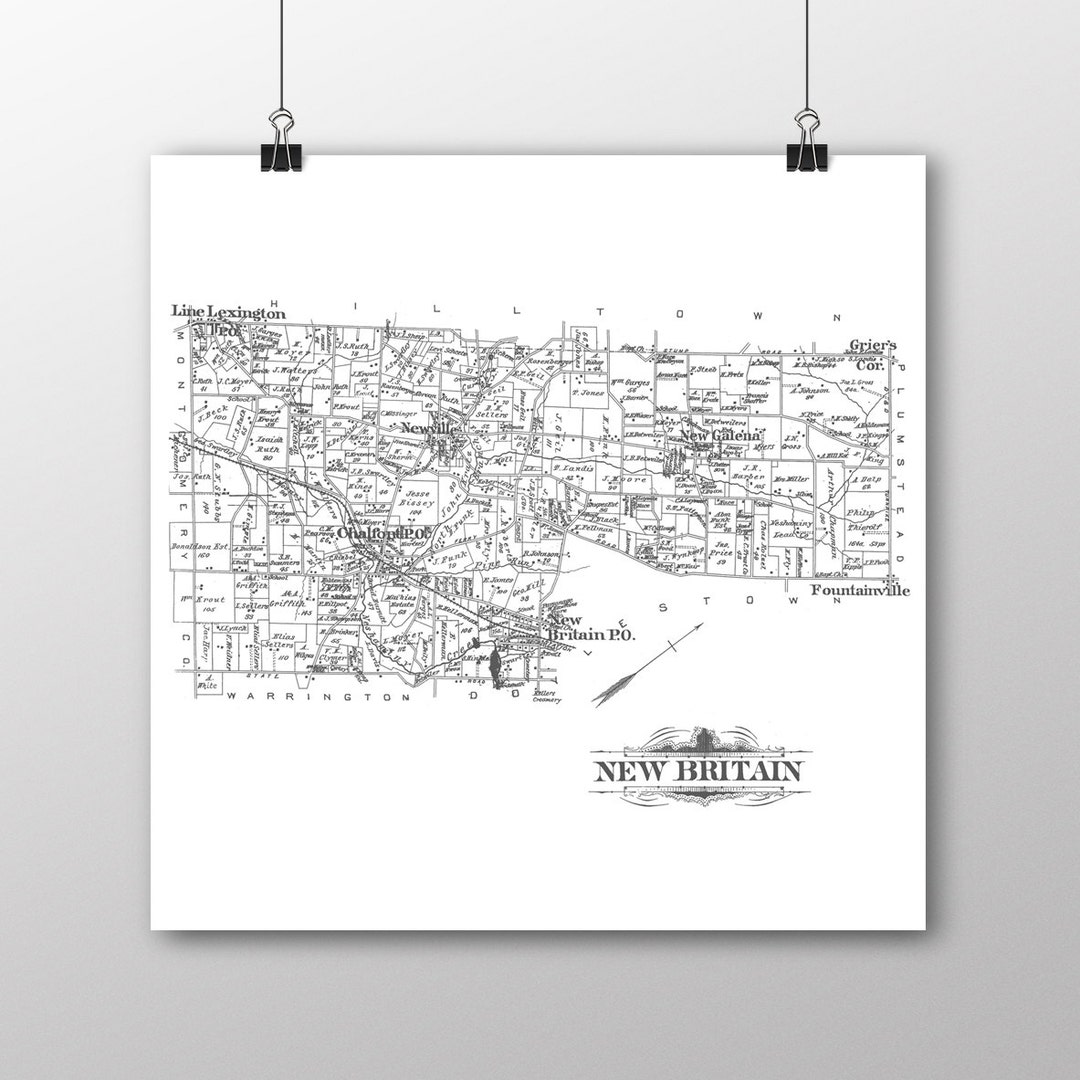 New Britain, Pennsylvania Vintage Map Your Hometown Bucks County