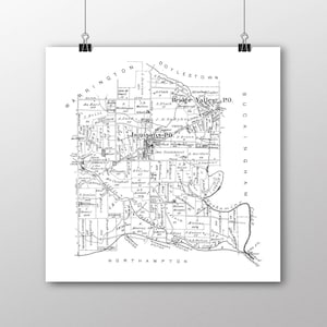 Warwick Township, Jamison, Pennsylvania Vintage Map, Your Hometown in Bucks County Pennsylvania, Neutral Gray, 12x12 Paper Print