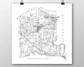 Warwick Township, Jamison, Pennsylvania Vintage Map, Your Hometown in Bucks County Pennsylvania, Neutral Gray, 12x12 Paper Print