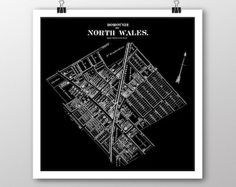 Nord-Wales, Pennsylvania | Vintage Karte | Ihre Heimatstadt | Montgomery Co Pennsylvania | Benutzerdefinierte Geschenk | Fine Art Papier drucken | Karte der Giclee Print