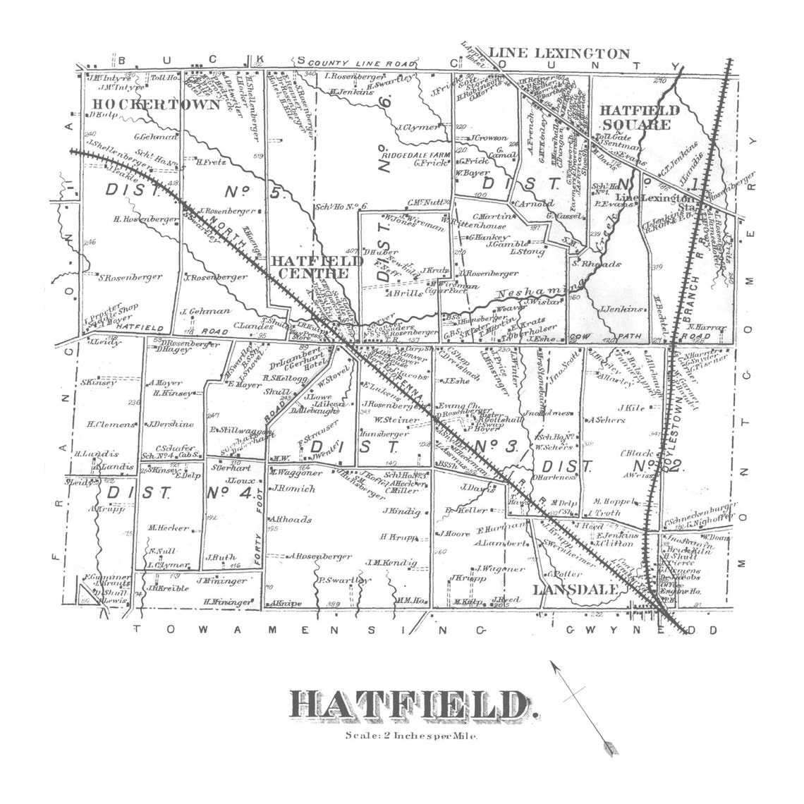 Hatfield Pennsylvania Vintage Map Your Hometown Etsy