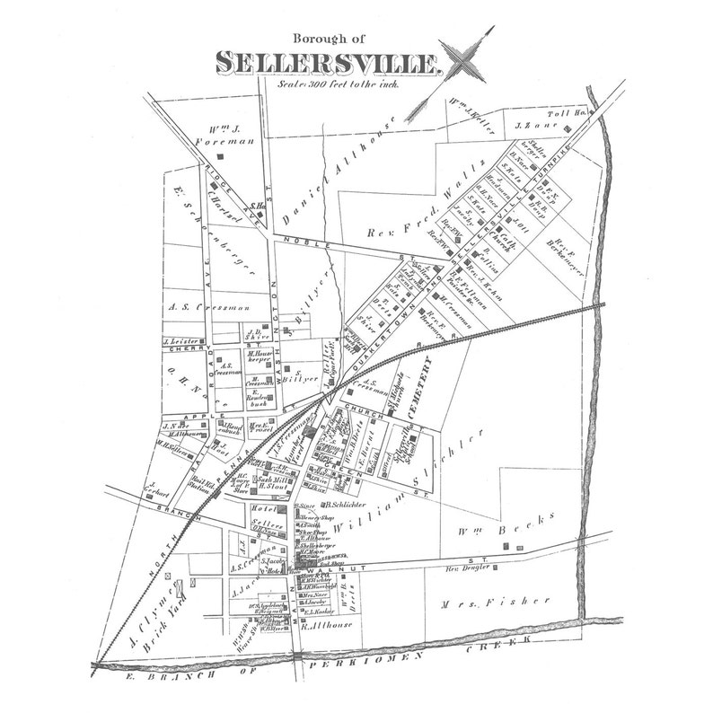 Sellersville Pennsylvania Vintage Map Your Hometown Etsy
