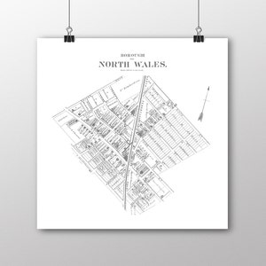 North Wales, Pennsylvania | Vintage Map | Your Hometown | Montgomery Co Pennsylvania | Custom Gift | Fine Art Paper Print | Giclee Map Print