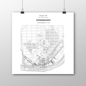 Conshohocken, Pennsylvania | Vintage Map | Your Hometown | Mont Co Pennsylvania | Custom Gift | Fine Art Paper Print | Giclee Map Print
