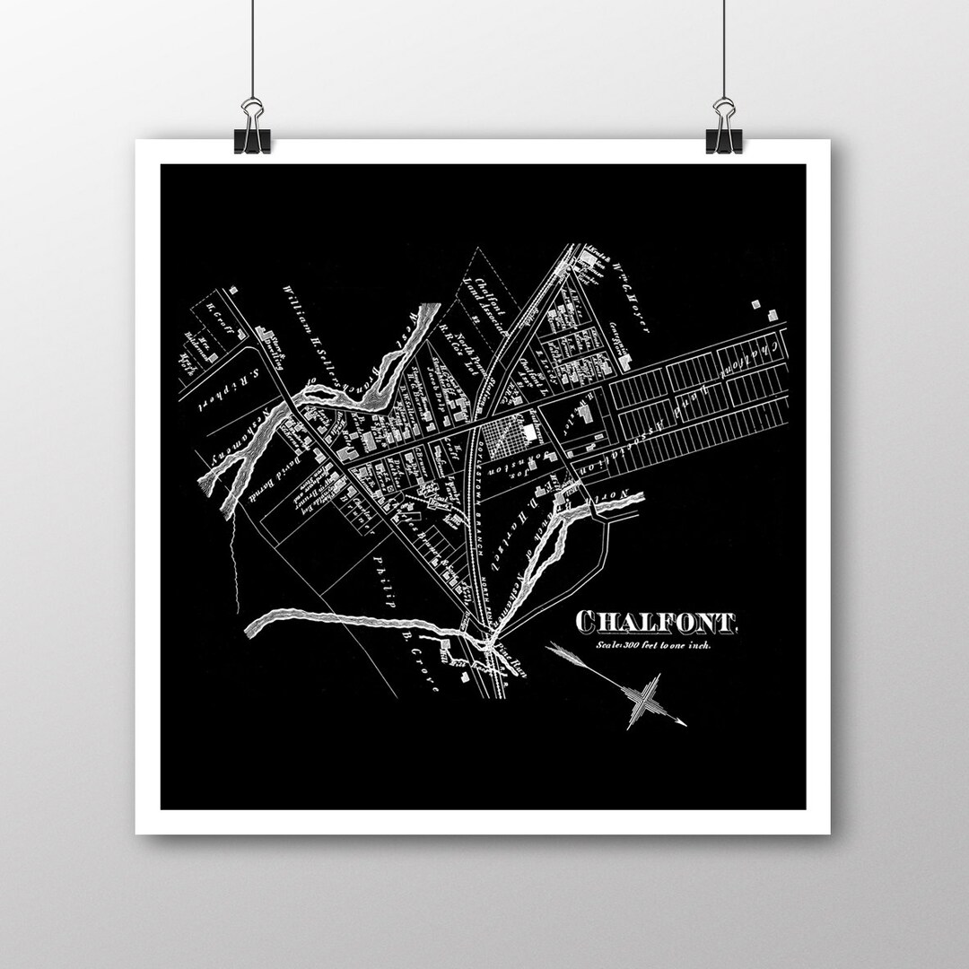 Chalfont, Pennsylvania Vintage Map Your Hometown Bucks County Pennsylvania Custom Gift Fine Art