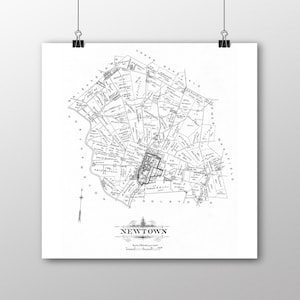 Newtown, Pennsylvania | Vintage Map | Your Hometown | Bucks County Pennsylvania | Custom Gift | Fine Art Paper Print | Giclee Map Print