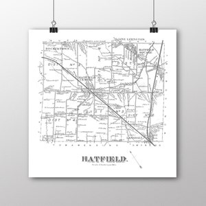 Hatfield, Pennsylvania | Vintage kaart | Uw woonplaats | Montgomery Co Pennsylvania | Aangepaste Gift | Fine Art papier afdrukken | Kaart van Giclee Print