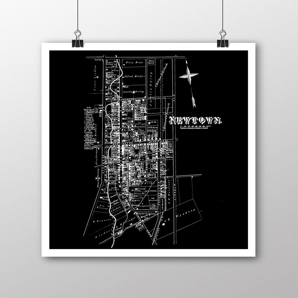 Fine Art Paper Print Custom Gift Haycock Vintage Map Giclee Map Print Your Hometown Bucks County Pennsylvania Pennsylvania
