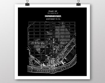 Conshohocken, Pennsylvania | Vintage Karte | Ihre Heimatstadt | Mont Co Pennsylvania | Benutzerdefinierte Geschenk | Fine Art Papier drucken | Karte der Giclee Print