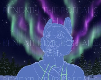 Beneath the Borealis YCH, Your Character Here, Human, furry, creature digital art, Northern Lights, Winter Wonderland