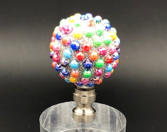 Custom Lamp FinialFeaturing a Horizontally Ribbed Bronze Sphere