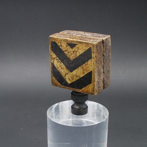 Custom Lamp Finial Featuring Gold and Black Chevron