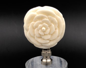 Custom Lamp Final Featuring  a Hand Carved Rose Made From White Bone