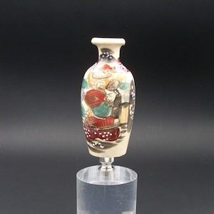 Custom Lamp Finial Featuring a Hand Decorated Japanese Vase with a Figure