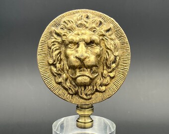 Custom Lamp Finial Featuring a Bold Medallion with a Lion Head