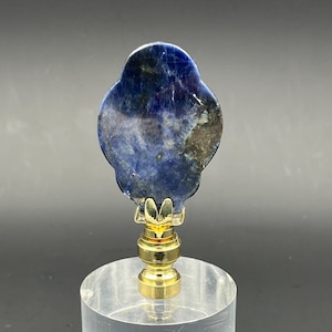 Custom Made Lamp Finial Featuring a Quatrefoil of Blue Lapis with Gold Highlights