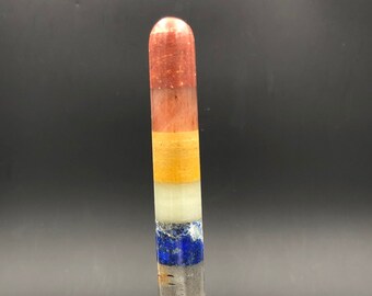 Custom Lamp Finial Featuring a Column of Various Polished Minerals
