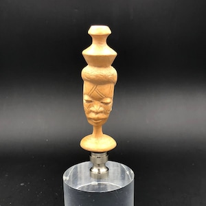 Custom Lamp Finial Featuring a Hand Carved Head of an African Woman Carrying a Basket on Her Head