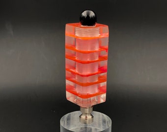 Custom Lamp Finial Featuring a 1950's Red & Clear Stacked Lucite Tower