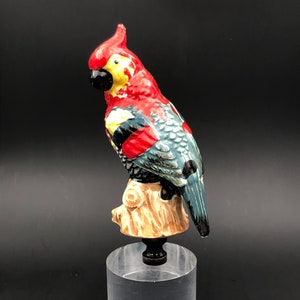 Custom Lamp Finial Featuring a Parrot in Yellow, Red & Green
