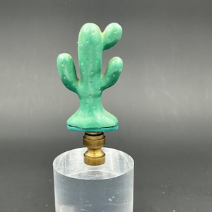 Custom Lamp Finial Featuring a Petite Cactus from the 1950&#39;s