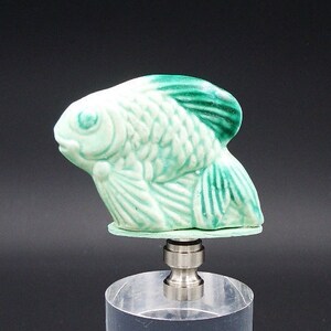 Custom Lamp Finial Featuring a Green Parrot made from Natural Hardstones and Amethyst Geode
