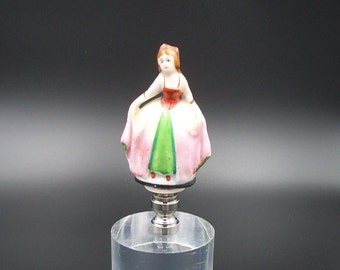 Custom Lamp Finial with a Hand Painted Porcelain Edwardian Court Lady