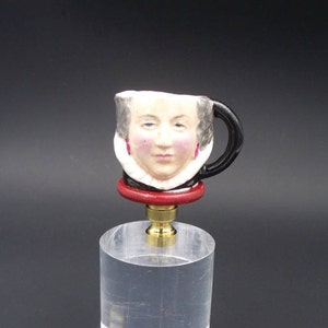 Custom Lamp Finial Featuring a Miniature Toby Mug  of An Elizabethan Lady