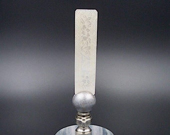 Custom Lamp Finial Featuring a Mother of Pearl  Hand Engraved Chinese Gaming chip