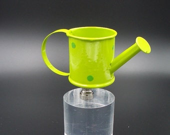 Custom Lamp Finial with a  Green Polkadot Watering Can