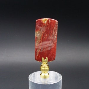Custom Lamp Finial Featuring a Red Varigated Agate Stone with Radius Top and Bottom