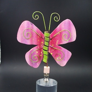 OVERSIZED Custom Lamp Final Featuring a Pink Butterfly with a Lime Green Coiled Body