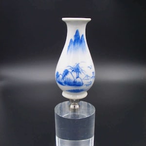 Custom Lamp Final Featuring a chinese Blanc de chine Miniature vase with Blue Decorations
