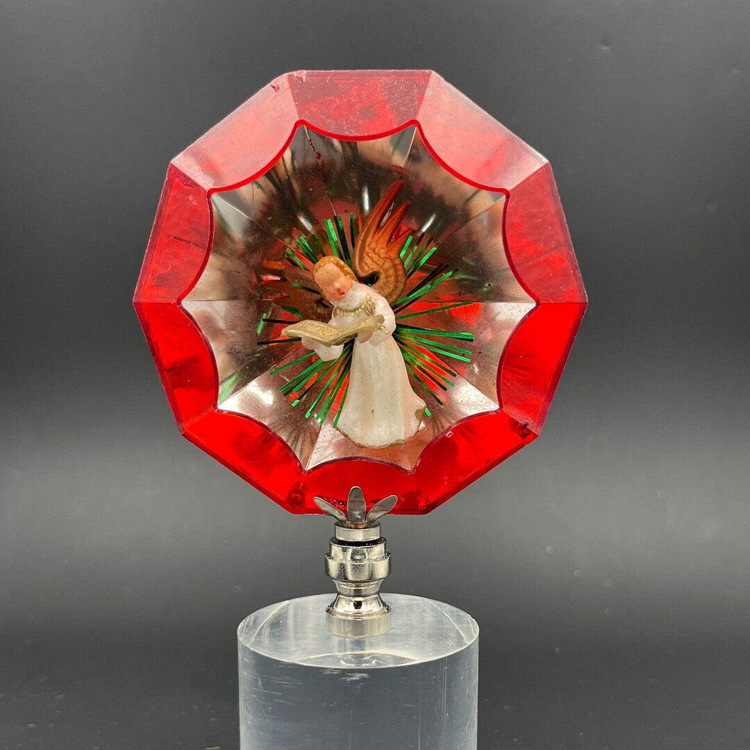 Final Lamp Custom Lamp Finial Featuring an Antique 1980's Red & Silver Christmas ...