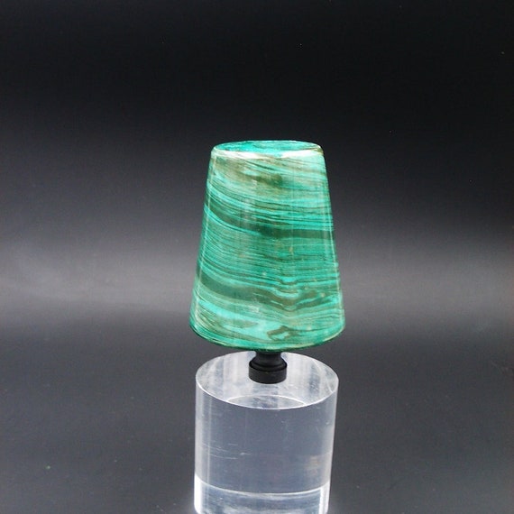 Custom Lamp Finial Featuring a Green Parrot made from Natural Hardstones and Amethyst Geode