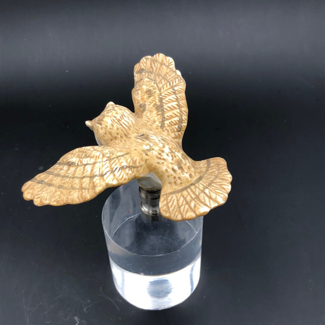 Custom Lamp Finial Featuring a Beautiful Blond Flying Owl With