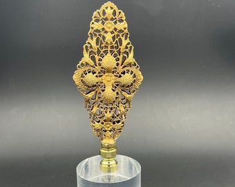 Custom ANTIQUE Pierced Art Deco Gold Lamp Finial