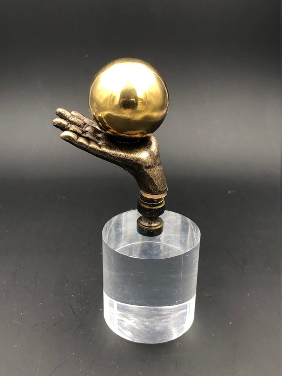 Custom Lamp FinialFeaturing a Horizontally Ribbed Bronze Sphere