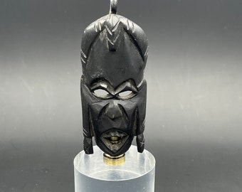 Custom Lamp Finial Featuring an Ebony Black African Passport Mask