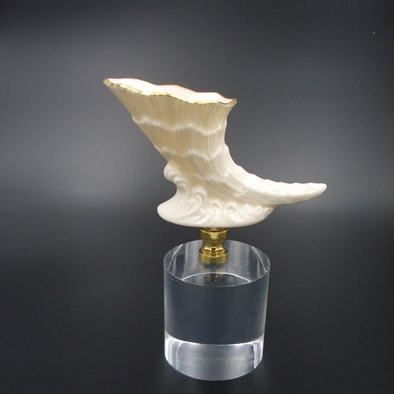 Custom Lamp Finial Featuring A Genuine Lenox Cream Colored Image 0