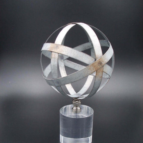 Custom Lamp FinialFeaturing a Horizontally Ribbed Bronze Sphere
