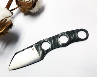 Kazhan | Handmade EDC Custom knife Fixed blade Neck knife Tool steel Kydex sheath Handcrafted knife Pocket knife Stone structure Fulltang