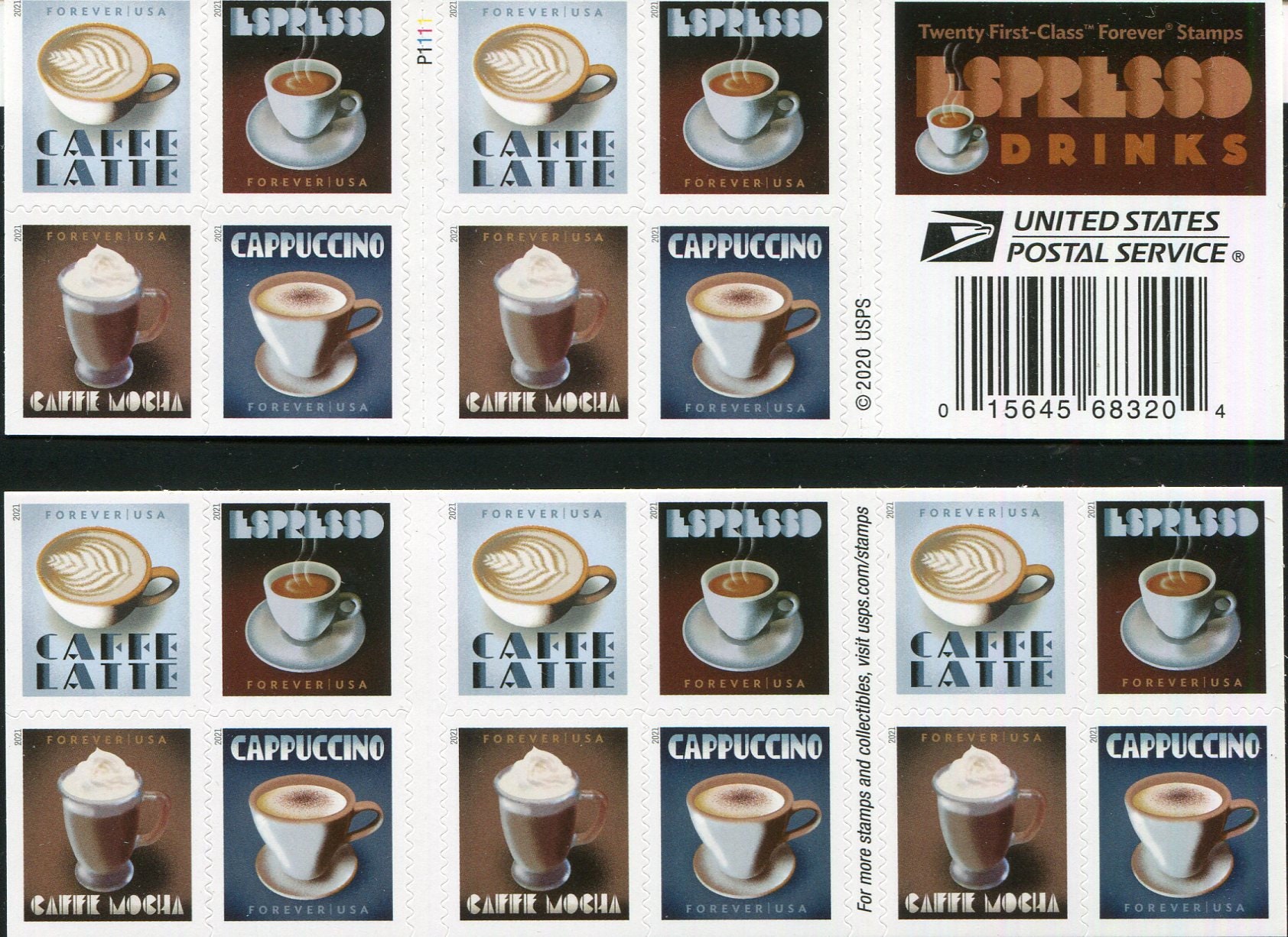 USPS Espresso Drinks Forever Stamps Booklet of 20 2021 Etsy