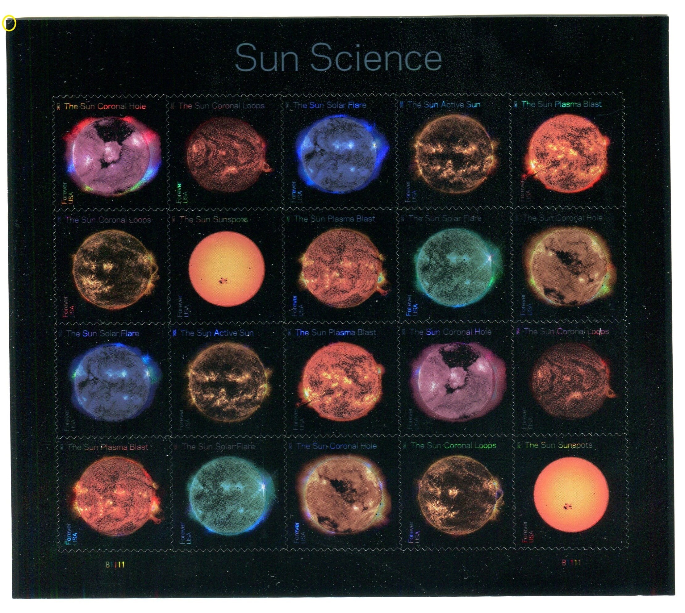 USPS NEW Sun Science Stamps. Sheet of 20 MNH  (Shipped Flat)
