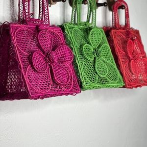 Crochet Flower Iraca Palm Bags, Crochet Tote Bag, Handmade Bag Colombian Bag, Sustainable Purse